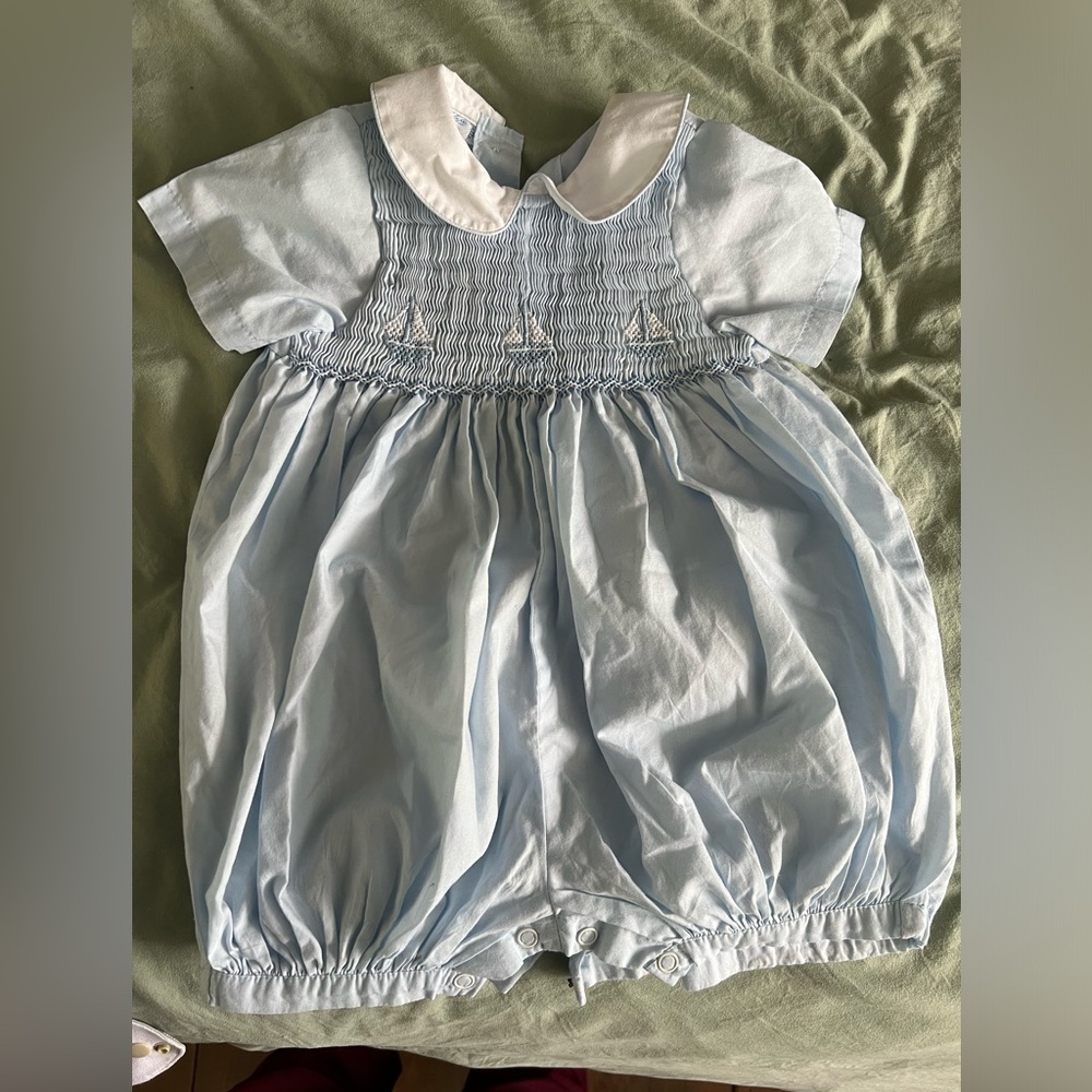 Smocked boy sailboat outfit